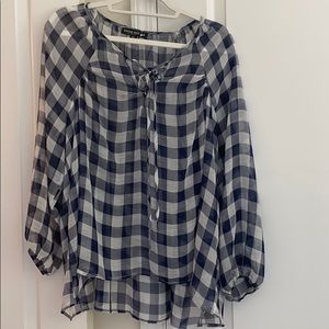 Sheer checked overblouse